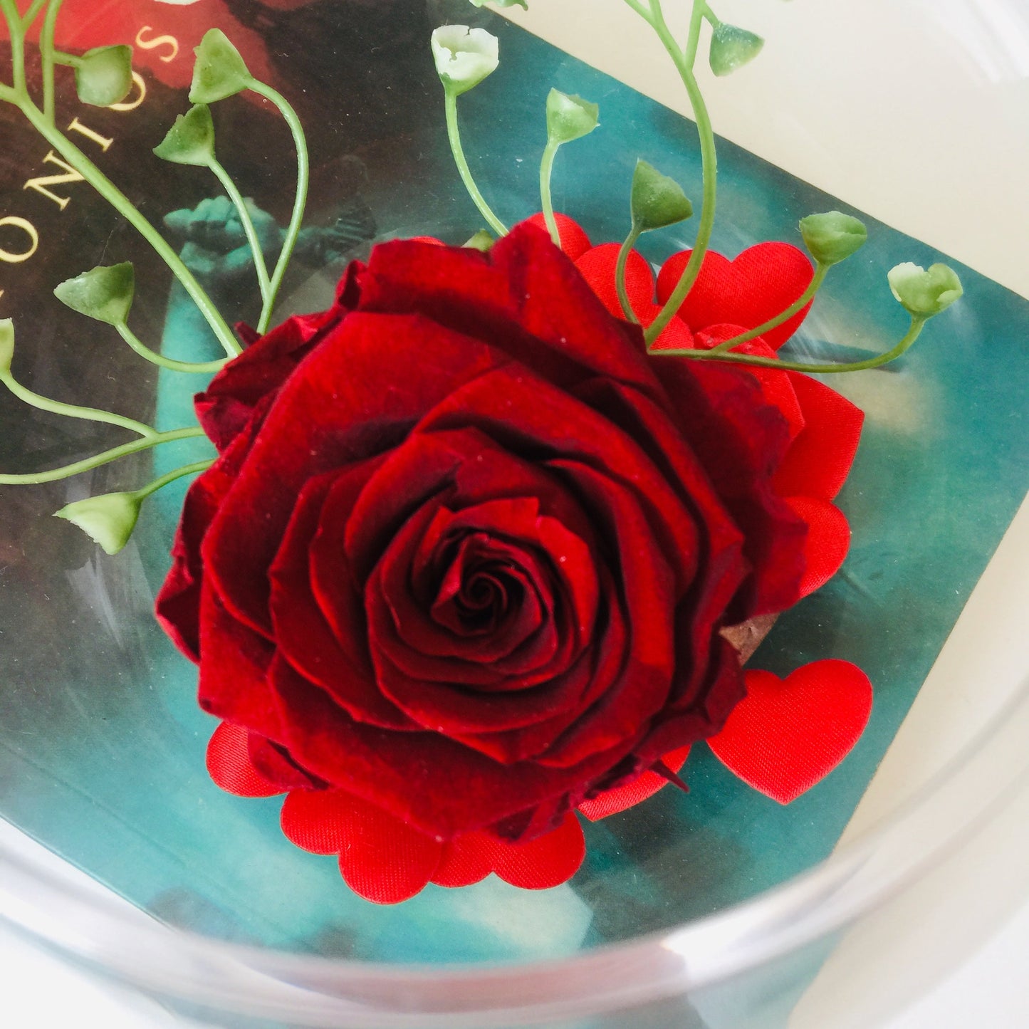 Rosa eterna en pecera de vidrio